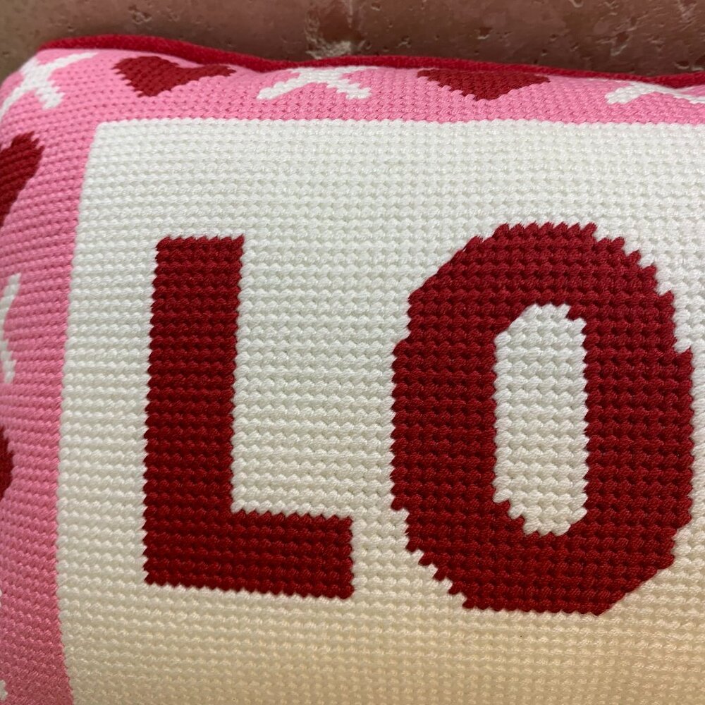 "LOVE" Hooked Pillow NWT - Picture 3 of 6